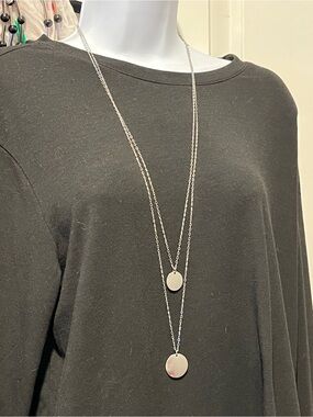Charming Charlie Layered Silver Disc Pendant Necklace - Women Jewelry